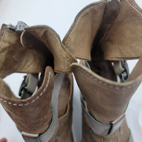 Dkode Booties Heeled Brown Tan Buckle Boots Zip Up EU 37 US 6.5 Boot Shoes Heels - Picture 9 of 15